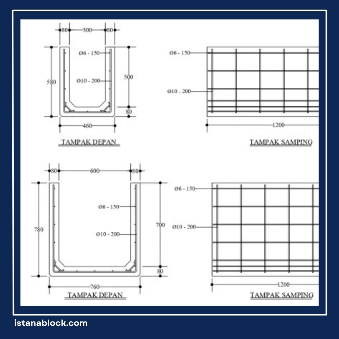 Harga U Ditch 50x50x120